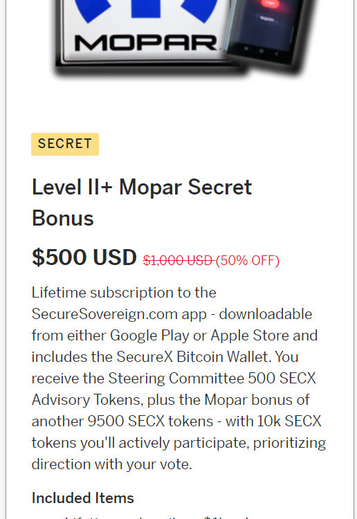 SecureSovereign - perk 2 with Mopar benefit