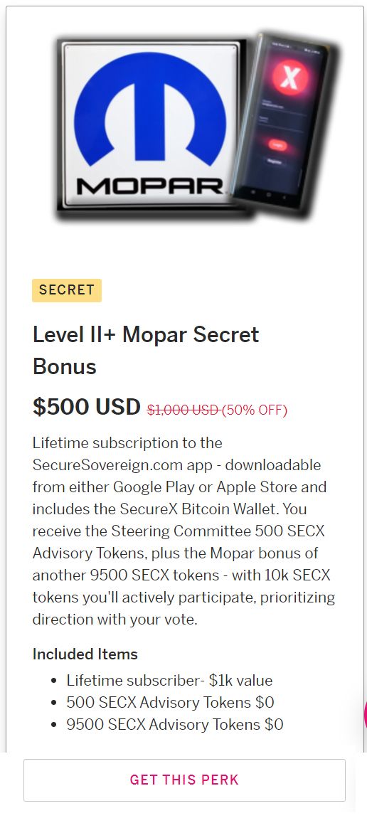 SecureSovereign - perk 2 with Mopar benefit